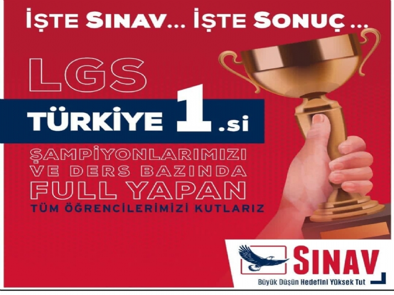 ALAPLI SINAV, BAŞARI SIRALAMASINDA TÜRKİYE GENELİ 54. OLDU